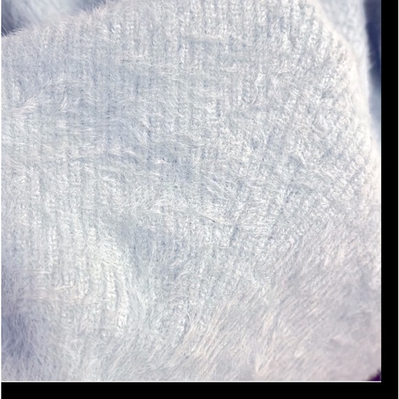 Rare Choker Loose SOO Soft Plush Open Shoulder light Baby Blue Sweater - Picture 8 of 12